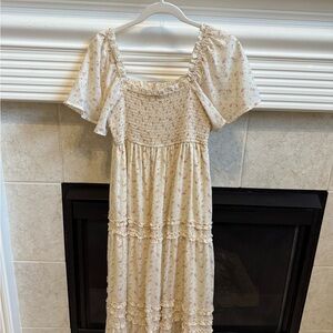 Floral Cream Smocked Dress